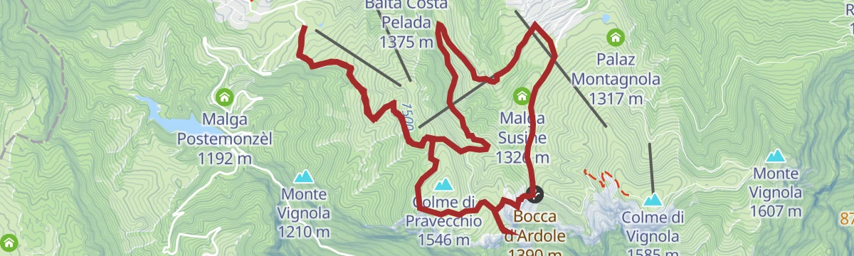 Route map: Walk between San Valentino and Polsa